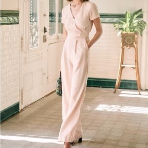 Sezane Magdalena Jumpsuit Rosy Beige